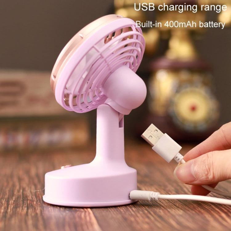 Retro Desktop USB Charging Small Fan 90 Degree Adjustable Angle Fan(Purple) - Electric Fans by buy2fix | Online Shopping UK | buy2fix