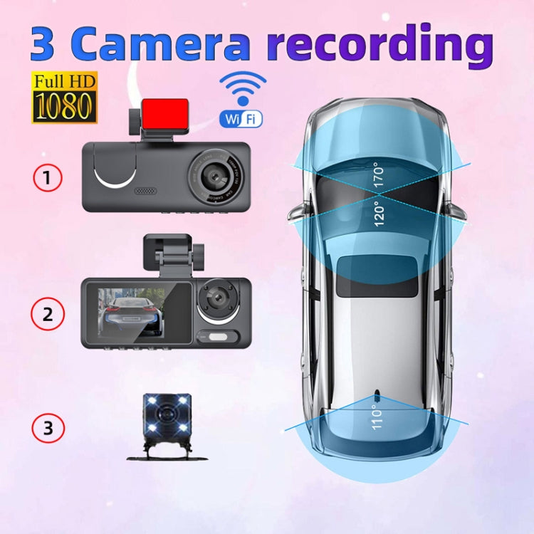 High-Definition Night Vision Driving Recorder, Model: Triple Recording No WIFI - Car DVRs by buy2fix | Online Shopping UK | buy2fix