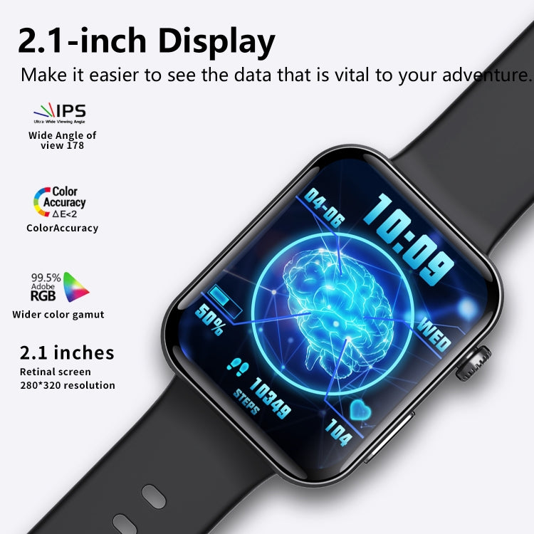 F300  2.1-Inch Screen Smart Watch Supports Bluetooth Calls/ECG/Blood Composition Analysis/50+ Sports Modes, Color: Black Leather - Smart Watches by buy2fix | Online Shopping UK | buy2fix