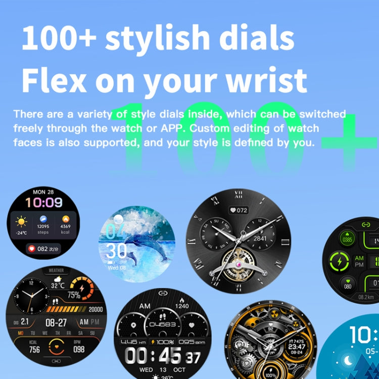 F207 Smart Watch 1.35-Inch Narrow Edge Screen Supports Bluetooth Calls / 24H Health Monitoring / 150+ Sports Modes, Color: Black 3-Beads Steel - Smart Watches by buy2fix | Online Shopping UK | buy2fix