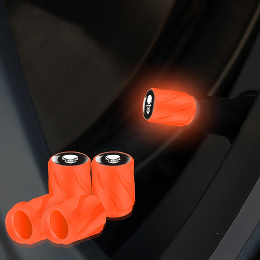 4pcs /Set Luminous Car Motorcycle Tire Modified Valve Cap, Color: Orange Red White Skull - Tire Valve Caps by buy2fix | Online Shopping UK | buy2fix