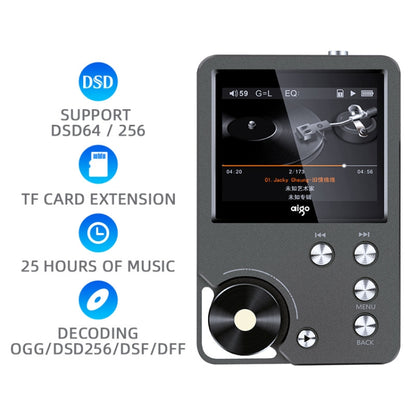 Without TF Card HIFI Lossless DSD256 Music Player Sports MP3(Silver Gray) - MP3 Player by buy2fix | Online Shopping UK | buy2fix