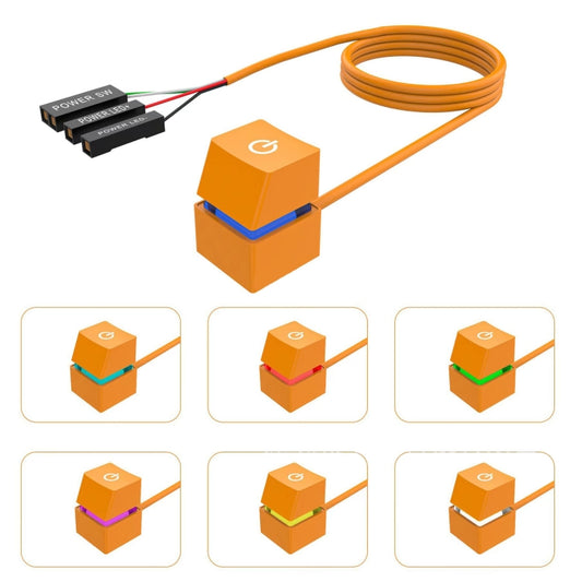 Desktop Computer Mobile Switch Computer Extension Cable Start Button, Color: Orange Case Colorful Light 4m Cable - PC Power Supplies by buy2fix | Online Shopping UK | buy2fix