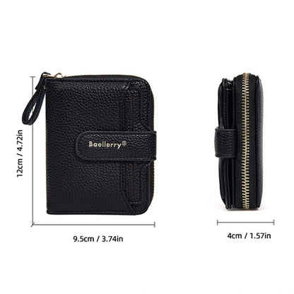 Baellerry N1915 Lychee Pattern Multi-card Slot Zipper Women Short Wallet(Black) - Wallets by Baellerry | Online Shopping UK | buy2fix