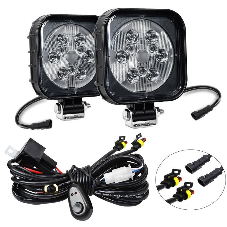 12W 9-30V Car Mixed Light Work Light With Wire Set(Square) - Work Lights by buy2fix | Online Shopping UK | buy2fix