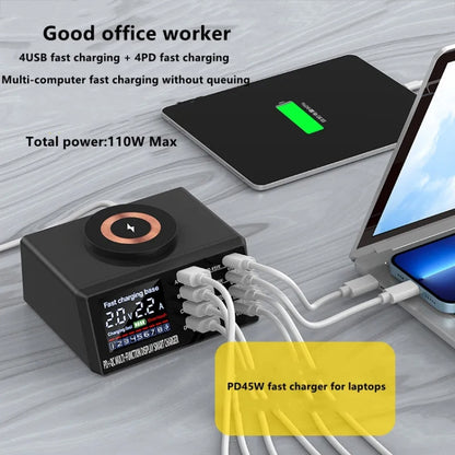 X9M 9-in-1 110W USB+PD Smart Multi-ports QI Magnetic Wireless Charger, Spec: Black US Plug - Multifunction Charger by buy2fix | Online Shopping UK | buy2fix