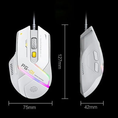 Inphic PG1 RGB Light Emitting Computer Gaming Wired Mouse(White) - Wired Mice by Inphic | Online Shopping UK | buy2fix