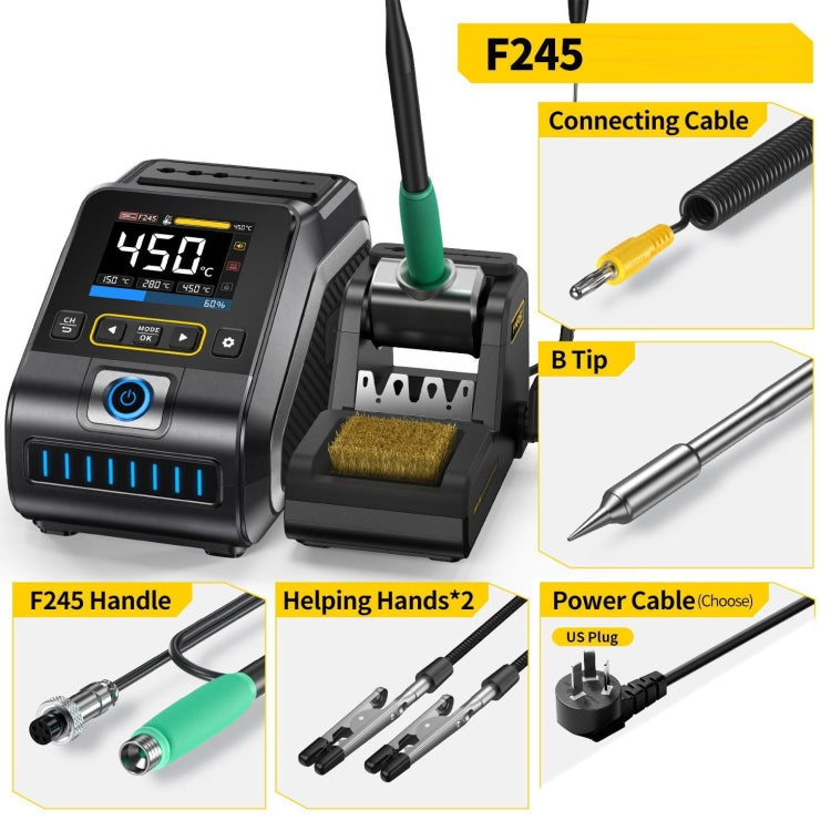 FNIRSI 200W Intelligent Constant Temperature Electric Soldering Iron Station, Set: US Plug F245 B Head - Electric Soldering Iron by FNIRSI | Online Shopping UK | buy2fix