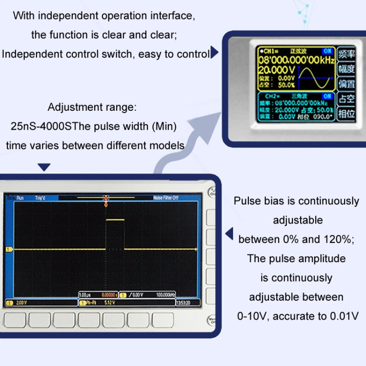 JUNTEK Programmable Dual-Channel DDS Function Arbitrary Waveform Signal Generator, Frequency: 50MHz(AU Plug) - Other Tester Tool by buy2fix | Online Shopping UK | buy2fix