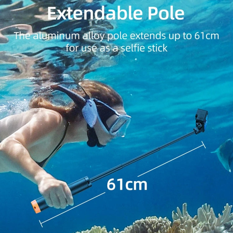 TELESIN 61cm Underwater Buoyancy Bar Retractable Selfie Stick Tripod For GoPro Insta360 DJI OSMO Action Camera - Floating Grip & Ball by TELESIN | Online Shopping UK | buy2fix