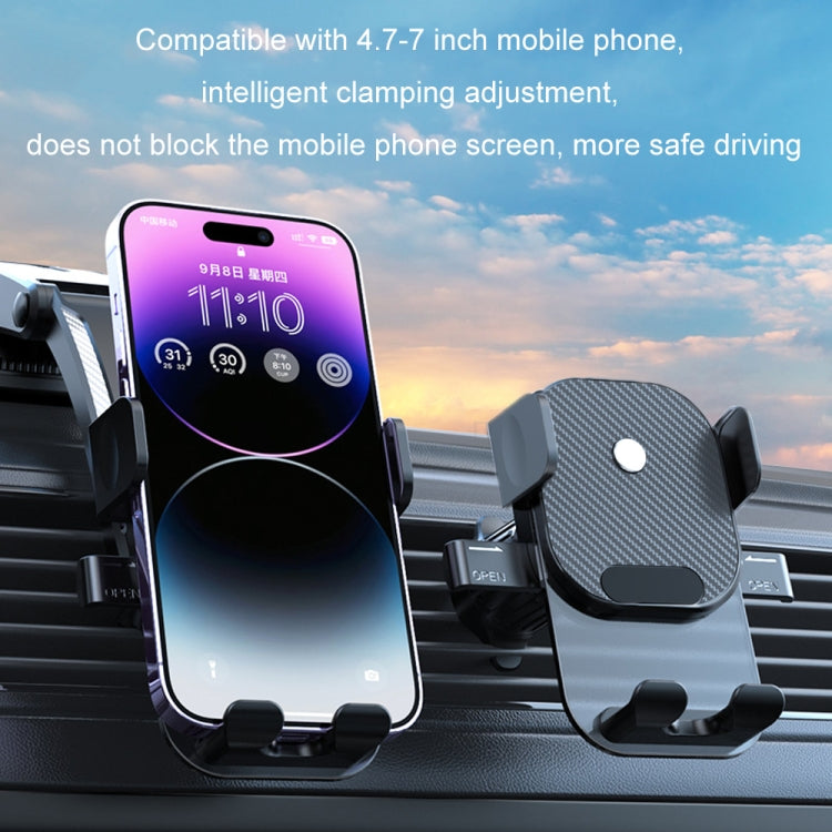 Car Suction Cup Dashboard Automatic Lock Mobile Phone Holder, Style: Black Telescopic - Car Holders by buy2fix | Online Shopping UK | buy2fix