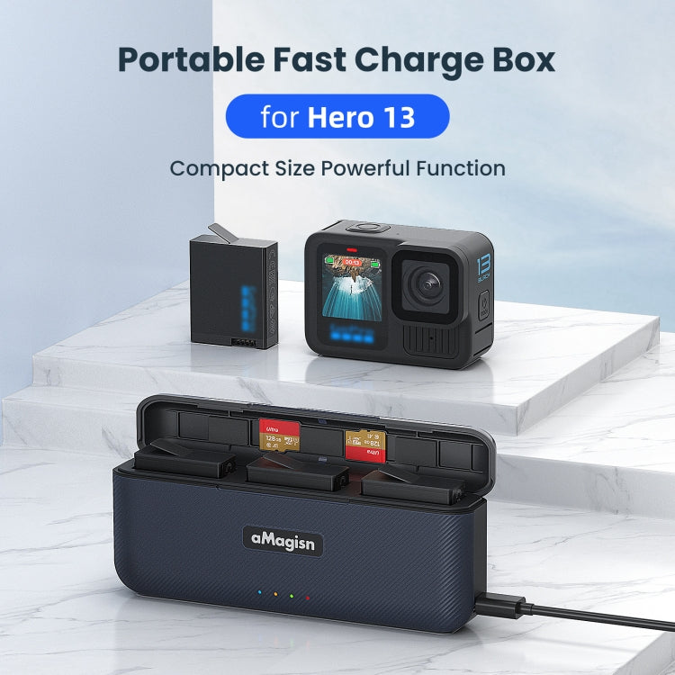 For GoPro HERO13 Black aMagisn Battery Charging Box Triple Slot Charging Case - Charger by aMagisn | Online Shopping UK | buy2fix