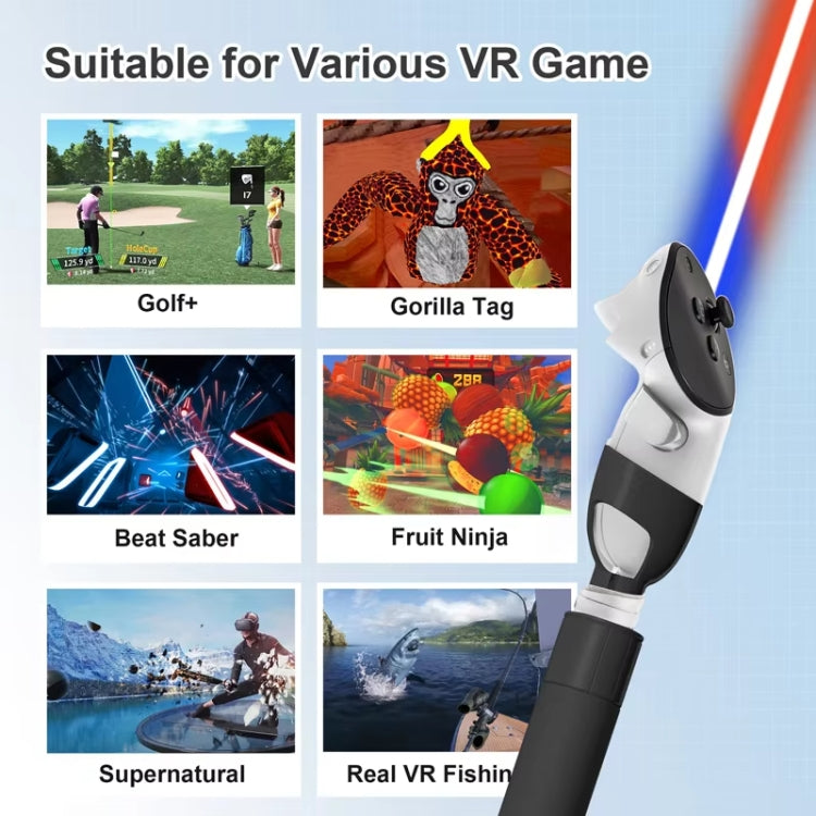 DEVASO For Meta Quest 3S / 3 Game Lightsaber Golf Game Extension Pole Baseball Grip Accessories(Black) - VR Accessories by buy2fix | Online Shopping UK | buy2fix