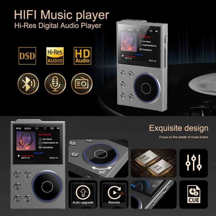 2.4 inch HIFI Bluetooth Music Player DSD256 Mastering Sound Quality Walkman, Memory: 16GB+16GB(Gray) - MP3 Player by buy2fix | Online Shopping UK | buy2fix