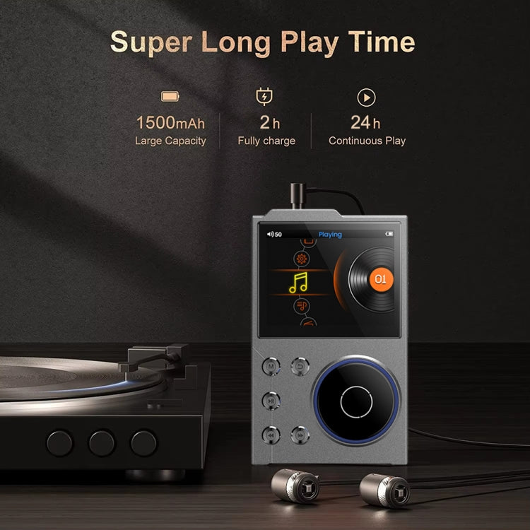 2.4 inch HIFI Bluetooth Music Player DSD256 Mastering Sound Quality Walkman, Memory: 16GB+8GB(Gray) - MP3 Player by buy2fix | Online Shopping UK | buy2fix