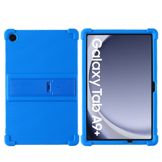 For Samsung Galaxy Tab A9+ Shockproof Silicone Tablet Protective Case With Holder(Blue) - Galaxy Tab A9+ by buy2fix | Online Shopping UK | buy2fix