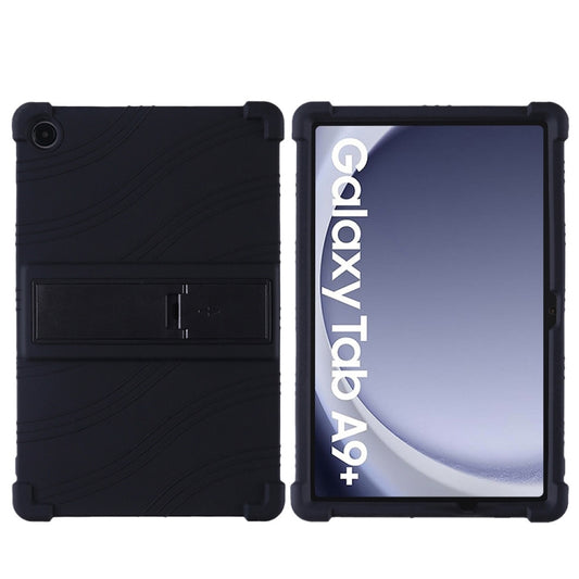 For Samsung Galaxy Tab A9+ Shockproof Silicone Tablet Protective Case With Holder(Black) - Galaxy Tab A9+ by buy2fix | Online Shopping UK | buy2fix