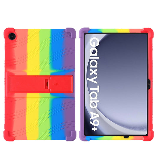 For Samsung Galaxy Tab A9+ Shockproof Silicone Tablet Protective Case With Holder(Rainbow Color) - Galaxy Tab A9+ by buy2fix | Online Shopping UK | buy2fix