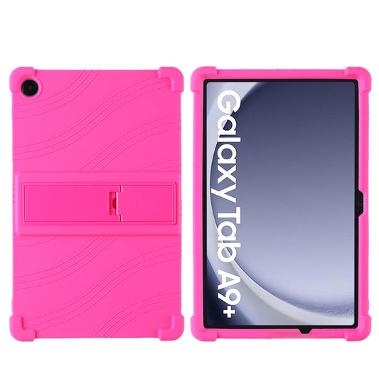 For Samsung Galaxy Tab A9+ Shockproof Silicone Tablet Protective Case With Holder(Rose Red) - Galaxy Tab A9+ by buy2fix | Online Shopping UK | buy2fix