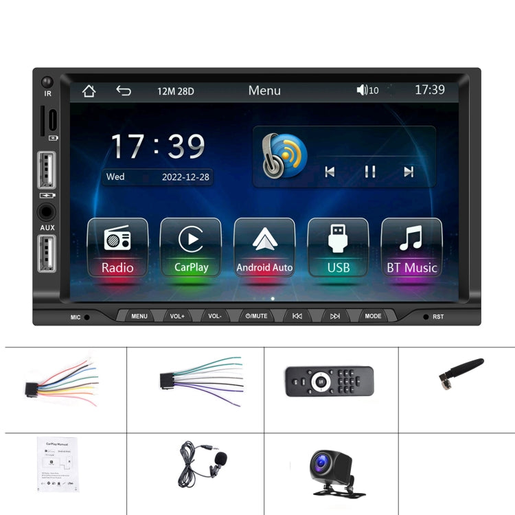 7-inch Double Din Car MP5 Player Support CarPlay/Android Auto/Mirror Link/Bluetooth With AHD Camera - Car MP3 & MP4 & MP5 by buy2fix | Online Shopping UK | buy2fix