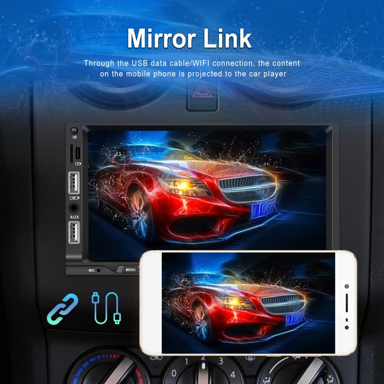 7-inch Double Din Car MP5 Player Support CarPlay/Android Auto/Mirror Link/Bluetooth With 12-light Camera - Car MP3 & MP4 & MP5 by buy2fix | Online Shopping UK | buy2fix