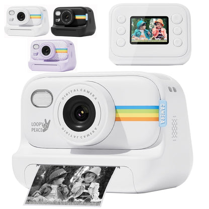 2.0-Inch LED Flash 1080P HD Recording Photo Printing Camera With 3-Rolls Paper, Color: White+32G - Children Cameras by buy2fix | Online Shopping UK | buy2fix