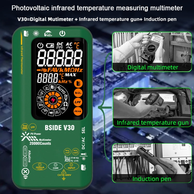 BSIDE V30 Intelligent Colorful Screen PV Multimeter Infrared Thermometer - Thermostat & Thermometer by BSIDE | Online Shopping UK | buy2fix