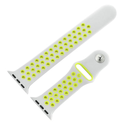 For Apple Watch Series 7 41mm / 6 & SE & 5 & 4 40mm / 3 & 2 & 1 38mm Fashionable Classical Silicone Sport Watch Band(Grey Yellow) - Watch Bands by buy2fix | Online Shopping UK | buy2fix