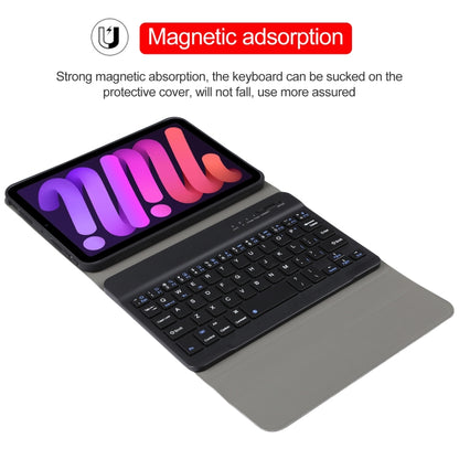 A06 Detachable Lambskin Texture Ultra-thin TPU Bluetooth Keyboard Leather Tablet Case with Stand For iPad mini 6 (Black) - For iPad mini by buy2fix | Online Shopping UK | buy2fix