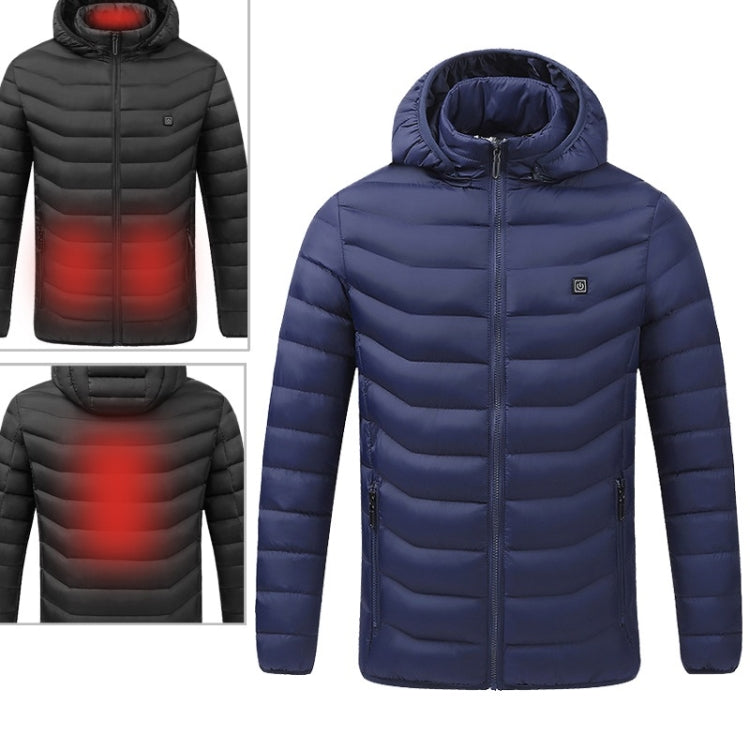 USB Heated Smart Constant Temperature Hooded Warm Coat for Men and Women (Color:Blue Size:XXXL) - Down Jackets by buy2fix | Online Shopping UK | buy2fix