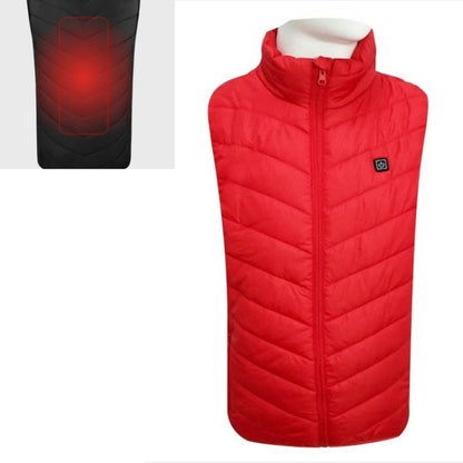 USB Security Smart Constant Temperature Fever Men Stand Collar Cotton Vest (Color:Red Size:M) - Down Jackets by buy2fix | Online Shopping UK | buy2fix