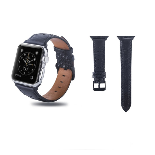 Square Hole Top-grain Leather Wrist Watch Band for Apple Watch Series 10 42mm / 9&8&7 41mm / SE 3&SE 2&6&SE&5&4 40mm / 3&2&1 38mm - Watch Bands by buy2fix | Online Shopping UK | buy2fix