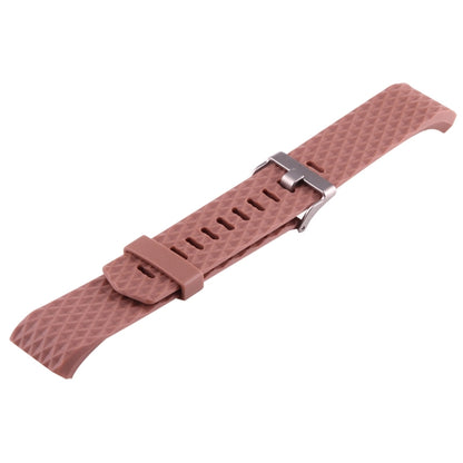 For Fitbit Charger 2 Bracelet Watch Diamond Texture TPU Watch Band, Full Length: 23cm(Coffee) - Watch Bands by buy2fix | Online Shopping UK | buy2fix