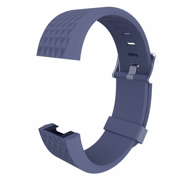 For Fitbit Charger 2 Bracelet Watch Diamond Texture TPU Watch Band, Full Length: 23cm(Dark Blue) - Watch Bands by buy2fix | Online Shopping UK | buy2fix