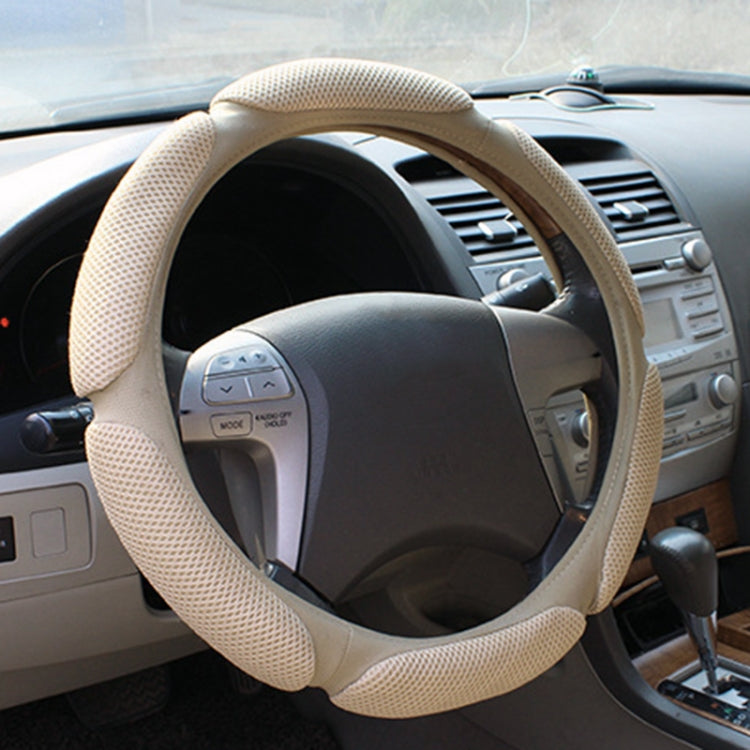 Sandwich Steering Wheel Cover (Colour: Beige and white glue, Adaptation Steering wheel diameter: 38cm) - Steering Wheel Accessories by buy2fix | Online Shopping UK | buy2fix