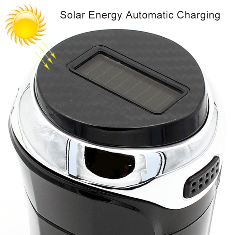 N12B Car Creative Ashtray Solar Power With Light And Cover Car Supplies (Silver) - In Car by buy2fix | Online Shopping UK | buy2fix