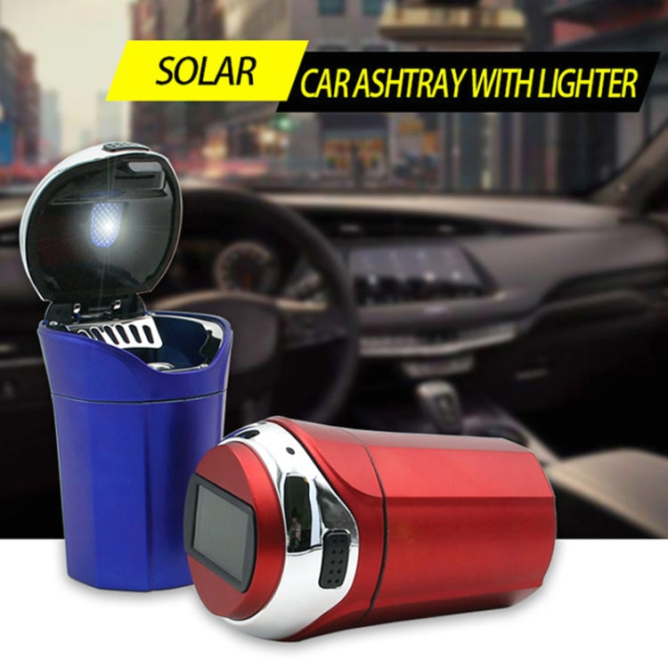 N12E Car Creative Ashtray Solar Power With Light And Cover With Cigarette Liighter (Gold) - In Car by buy2fix | Online Shopping UK | buy2fix