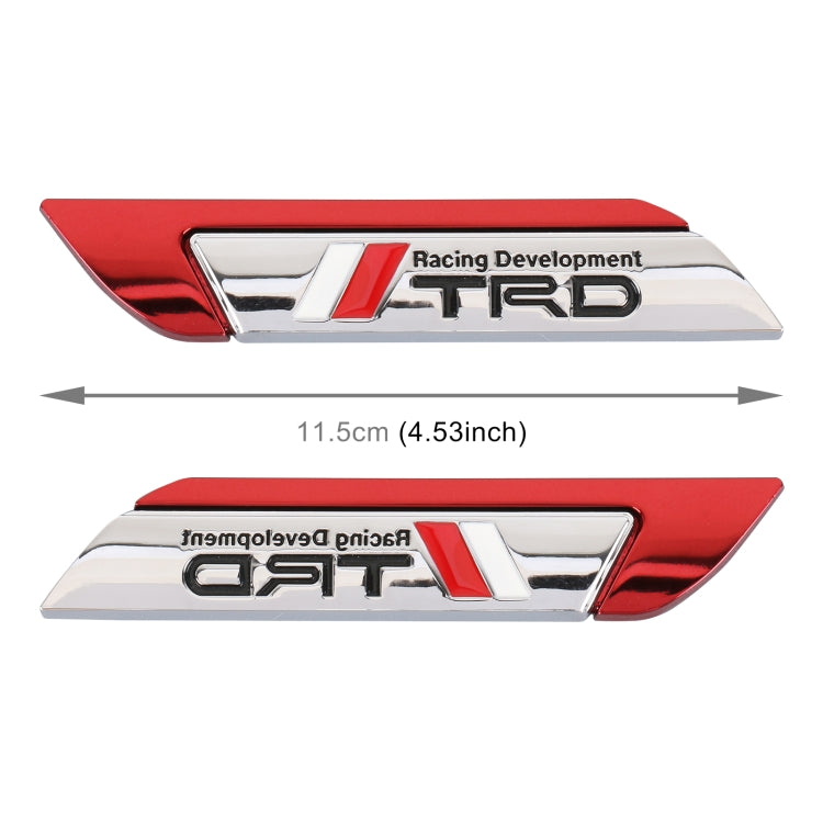 1 Pair Car Racing Development TRD Personalized Aluminum Alloy Decorative Stickers, Size: 11.5 x 2.5 x 0.5cm (Red) - 3D Metal Sticker by buy2fix | Online Shopping UK | buy2fix