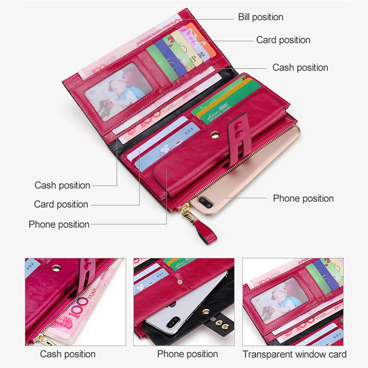 8239 Antimagnetic RFID Multi-function Leather Lady Wallet Large-capacity Purse with Detachable Card Holder (Rose Purple) - Home & Garden by buy2fix | Online Shopping UK | buy2fix