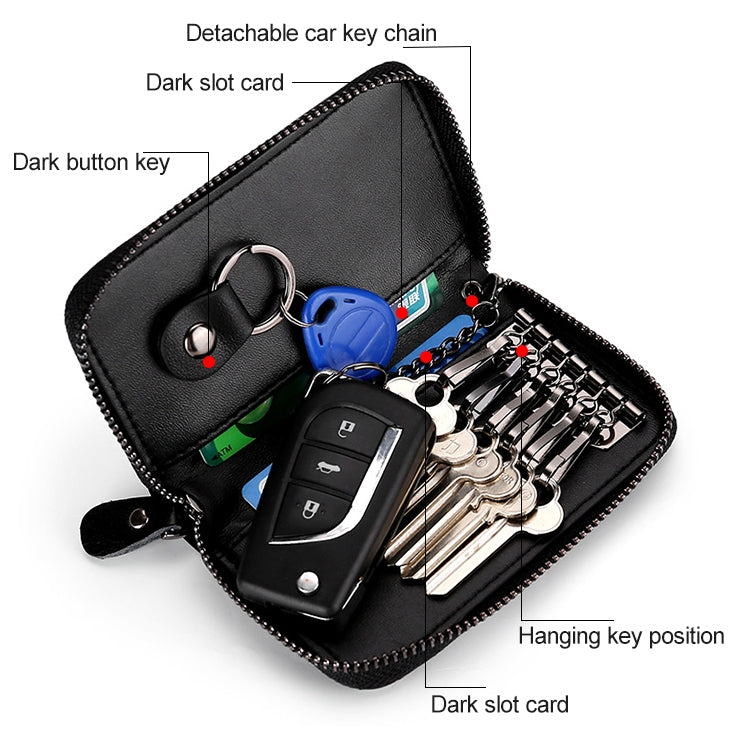 9106 Large-capacity Zipper Leather Keys Holder Bag Multi-function Wallet(Black) - Home & Garden by buy2fix | Online Shopping UK | buy2fix