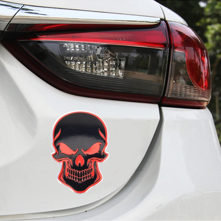 Universal Car Skull Shape Metal Decorative Sticker (Black Red) - 3D Metal Sticker by buy2fix | Online Shopping UK | buy2fix