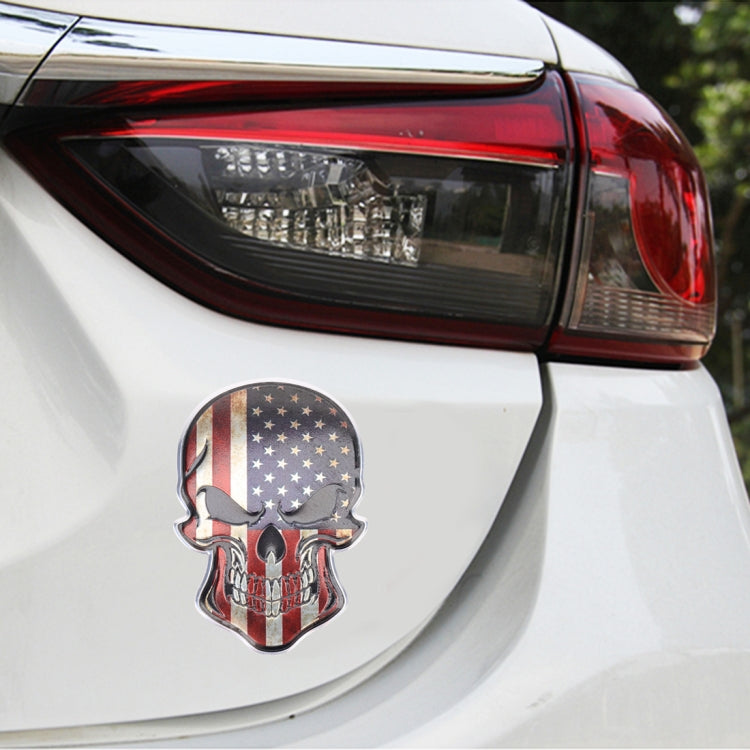 Universal Car USA Flag Skull Shape Metal Decorative Sticker - 3D Metal Sticker by buy2fix | Online Shopping UK | buy2fix