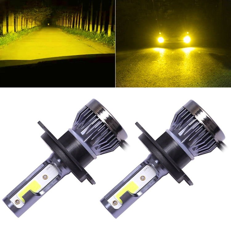 2 PCS H4 DC9-36V / 36W / 3000K / 6000LM IP68 Car / Motorcycle Mini COB LED Headlight Lamps / Fog Light(Gold Light) - LED Headlamps by buy2fix | Online Shopping UK | buy2fix