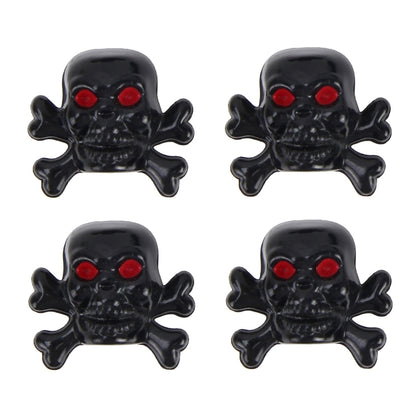 4 PCS Universal Skull Shape Gas Cap Mouthpiece Cover Gas Cap Tire Cap Car Motor Bicycle Tire Valve Caps(Black) - In Car by buy2fix | Online Shopping UK | buy2fix