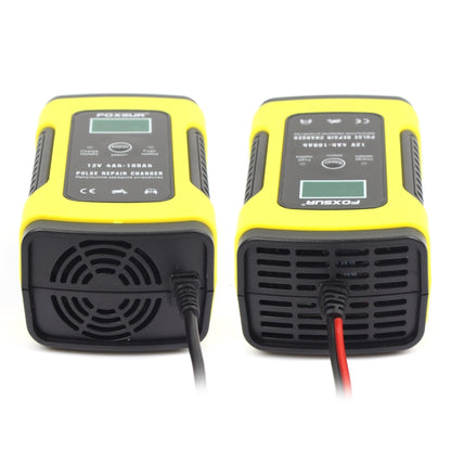 FOXSUR 12V 6A Intelligent Universal Battery Charger for Car Motorcycle, Length: 55cm, EU Plug(Yellow) - In Car by FOXSUR | Online Shopping UK | buy2fix