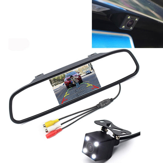 PZ603 Car Video Monitor HD Auto Parking LED Night Vision CCD Reverse Rear View Camera with 4.3 inch Car Rear View Mirror - In Car by buy2fix | Online Shopping UK | buy2fix