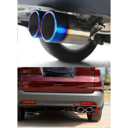 Universal Car Styling Stainless Steel Curved Double Outlets Exhaust Tail Muffler Tip Pipe(Blue) - In Car by buy2fix | Online Shopping UK | buy2fix