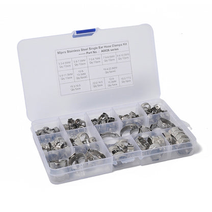 90 PCS Adjustable Single Ear Plus Stainless Steel Hydraulic Hose Clamps O-Clips Pipe Fuel Air, Inside Diameter Range: 5.3-22.6mm - In Car by buy2fix | Online Shopping UK | buy2fix