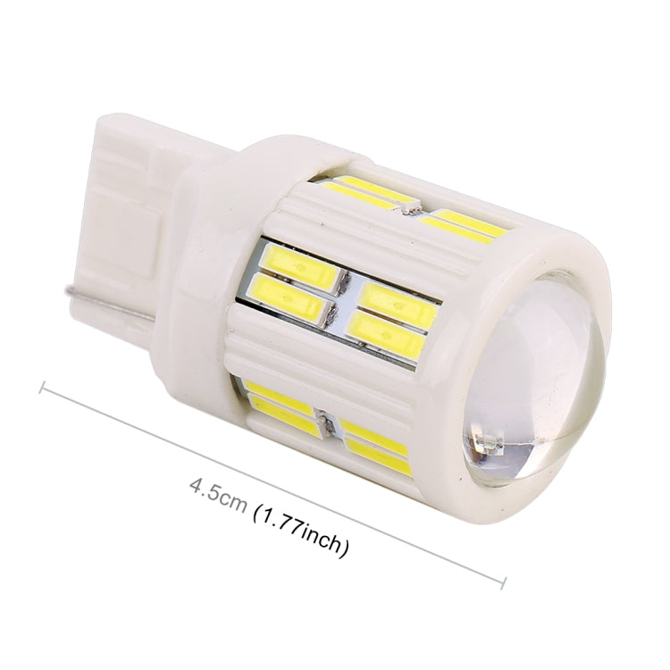 2 PCS T20 / 7440 3W DC 12V 6000K 200LM Car Auto Ceramics Turn Lights / Reversing Light 16LEDs SMD-7020 Lamps, with Projector Lens(White Light) - Brake Lights by buy2fix | Online Shopping UK | buy2fix