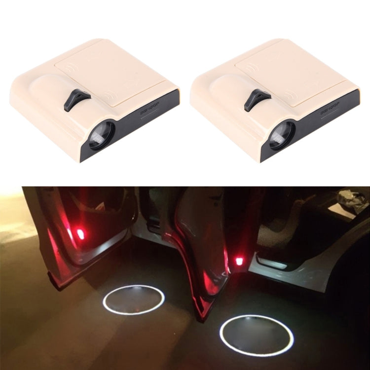 2 PCS LED Ghost Shadow Light, Car Door LED Laser Welcome Decorative Light, Display Logo for Audi Car Brand(Khaki) - Door Lights by buy2fix | Online Shopping UK | buy2fix